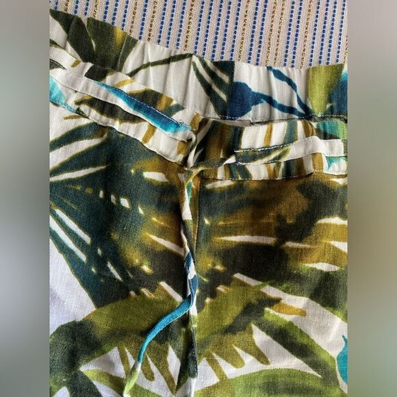 Chico's Linen Matching Set Size 2R  L Tropical Print Jacket And Straight Pants - Picture 13 of 16